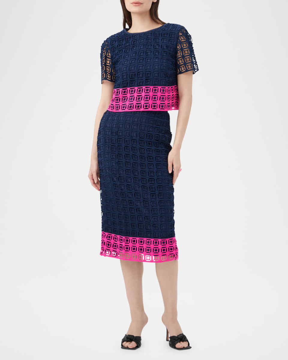 Serilda 2 Cropped Colorblock Lace Top